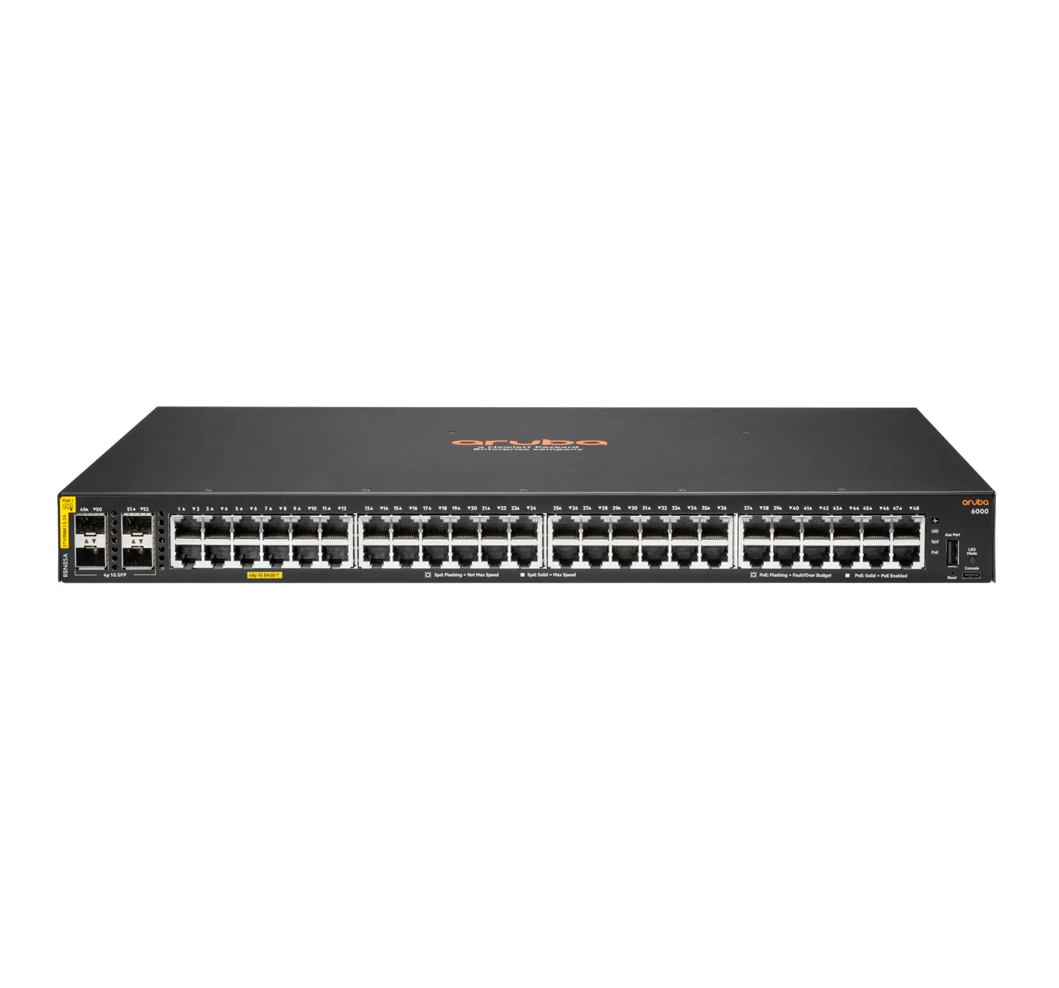 HPE Aruba Networking CX 6000 48G Class4 PoE 4SFP 370W Switch