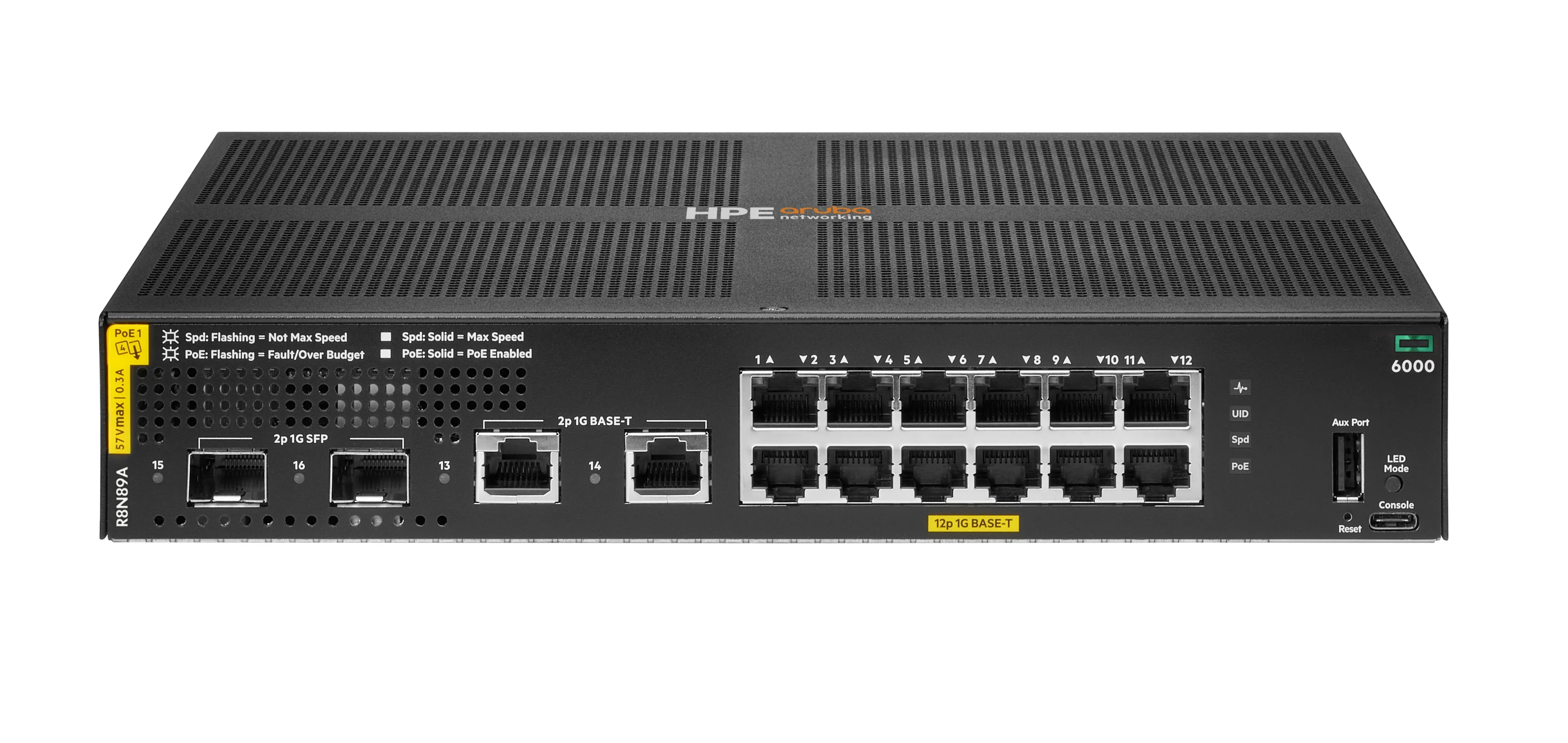 HPE Aruba Networking CX 6000 12G Class4 PoE 2G/2SFP 139W